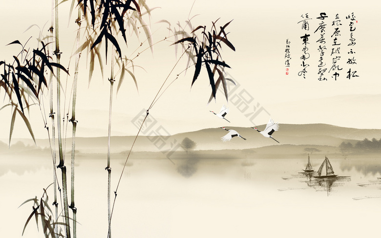 水墨画　竹 水墨画。竹