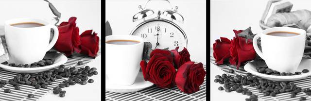 咖啡玫瑰花装饰画