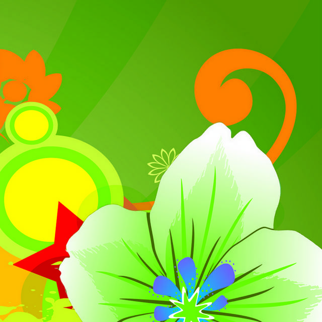 绿背景花朵装饰画2
