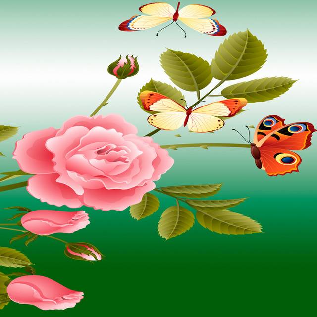 蝴蝶花朵装饰画2