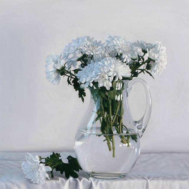 白色菊花装饰油画