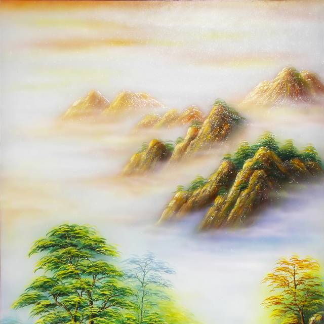 瀑布山水玄关画