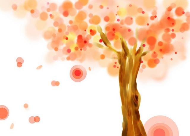 橙色时尚卡通树装饰画