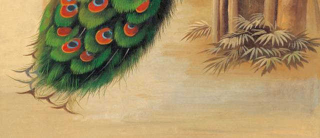 绿孔雀玄关画