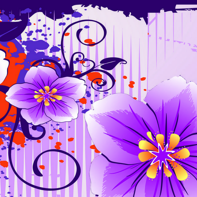 紫色泼墨花朵装饰画1