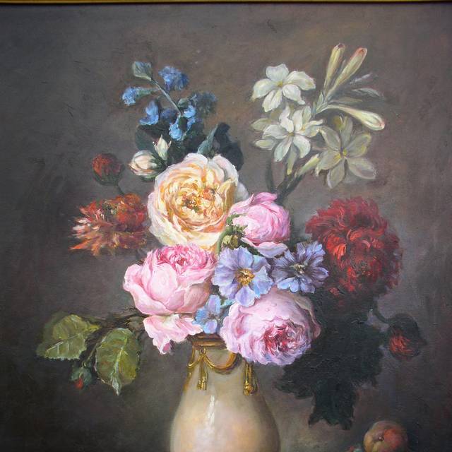 清新粉色花朵油画装饰画