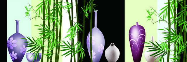 花瓶绿竹装饰画