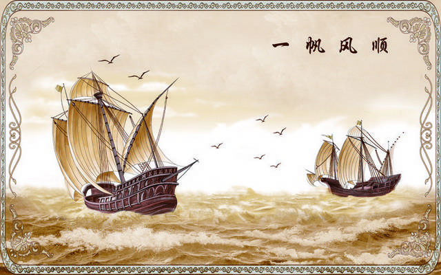 河流帆船装饰画