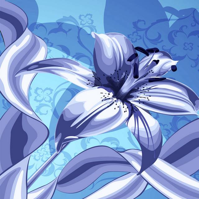 蓝紫花朵装饰画