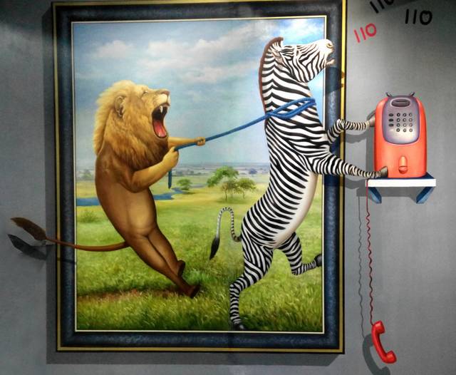 狮子和斑马3D装饰画
