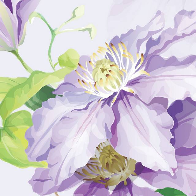 手绘紫色花卉装饰画