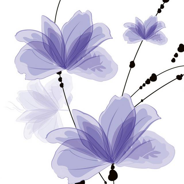 精美卡通紫色鲜花装饰画