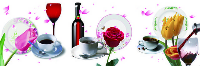 花卉咖啡红酒装饰画