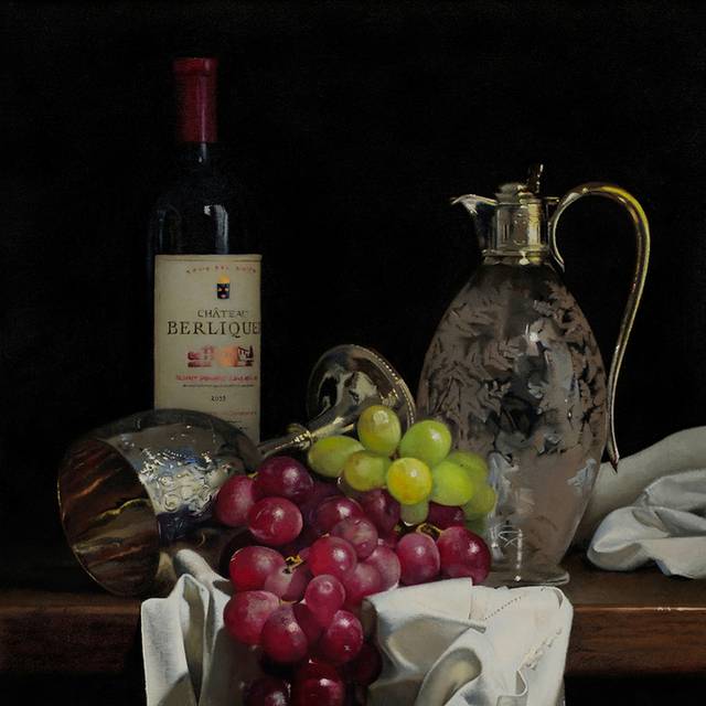 葡萄与酒油画装饰画