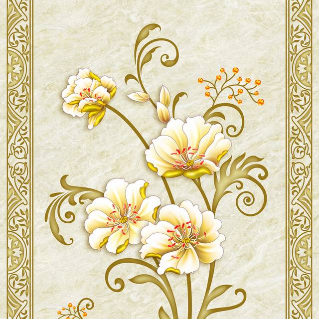 白色花朵玄关画