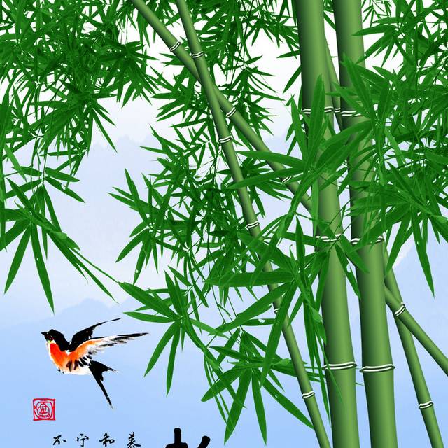 燕子竹子玄关画