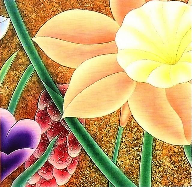 蓝紫抽象花朵装饰画1