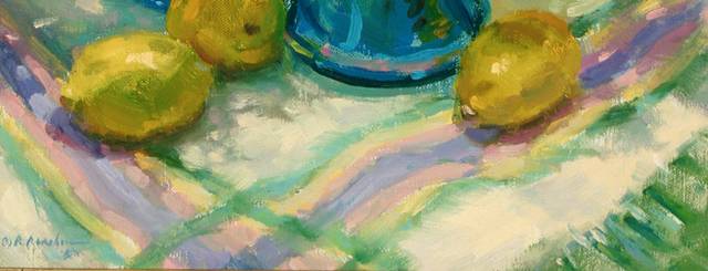 柠檬与花朵装饰油画