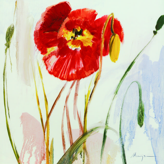 红色花朵油画装饰画2
