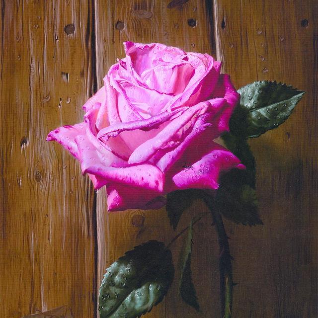 木地板上的玫瑰装饰画