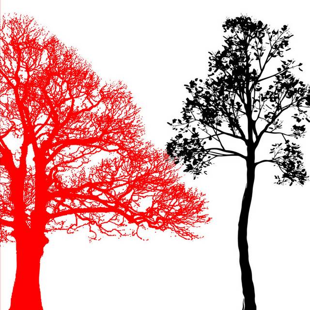 黑红白底树木装饰画2