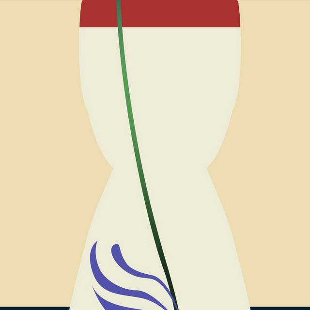 墨蓝米色图框手绘花瓶花卉装饰画2