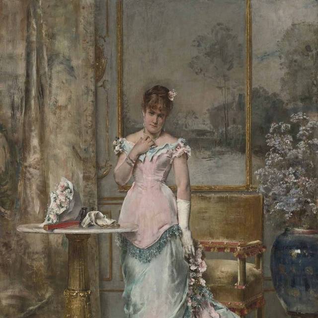 粉蓝裙子的女人欧洲宫廷油画