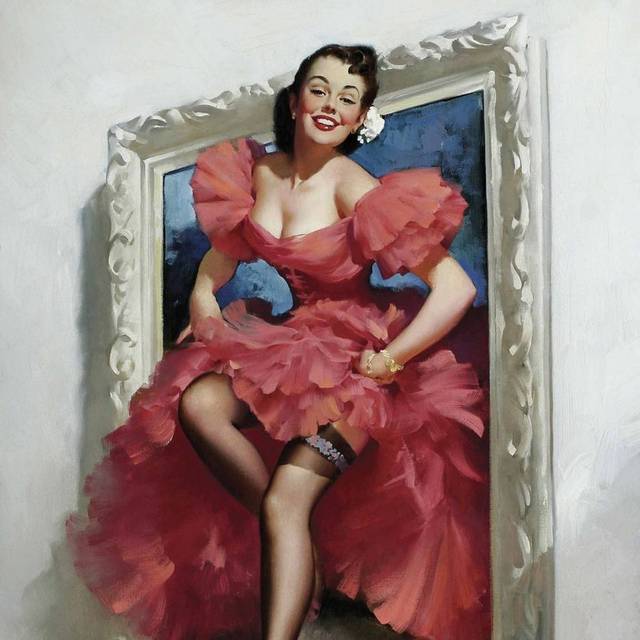 红裙复古美女装饰画