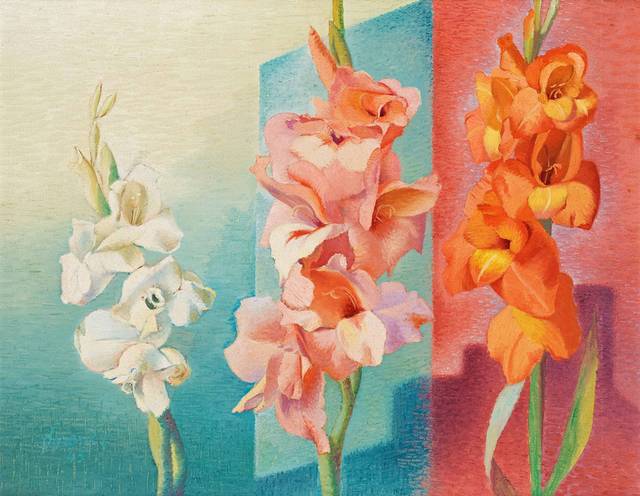 三朵花手绘欧美抽象装饰画
