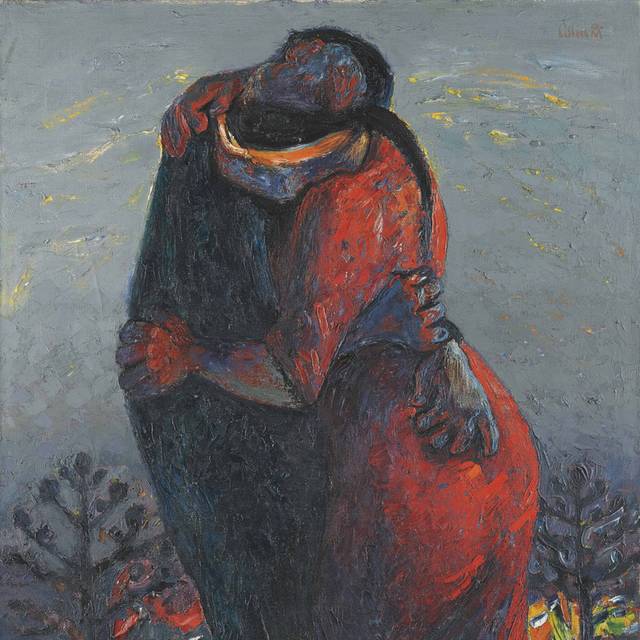 拥抱男女油画装饰画_图品汇