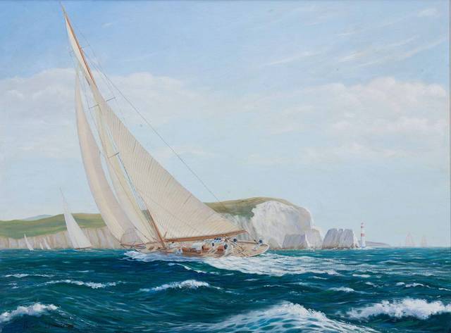 三角帆船油画2