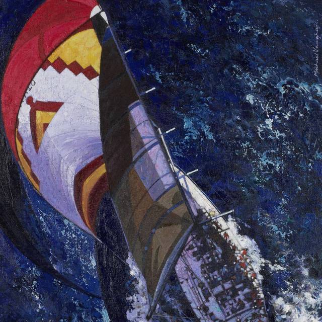 海水三角帆船装饰画