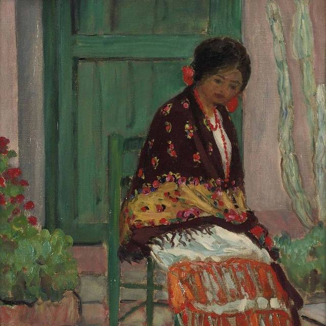 坐着的女人印象派油画装饰挂画