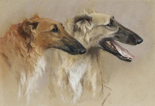 两只狗油画装饰画2