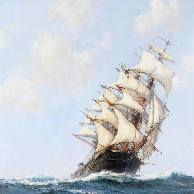 一艘帆船油画