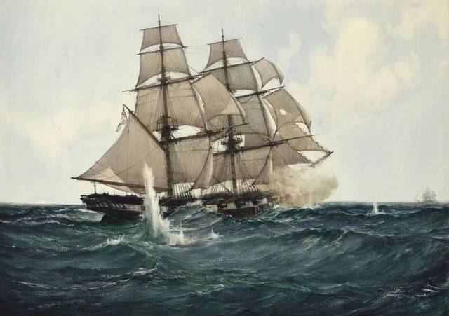 海面精美帆船油画