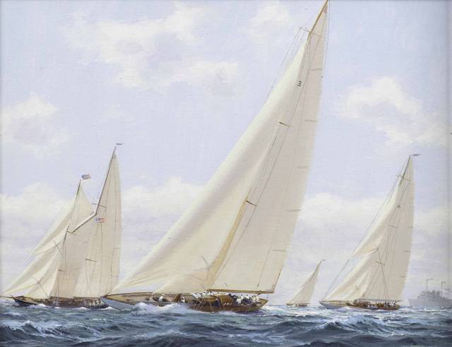 美丽三角帆船油画2