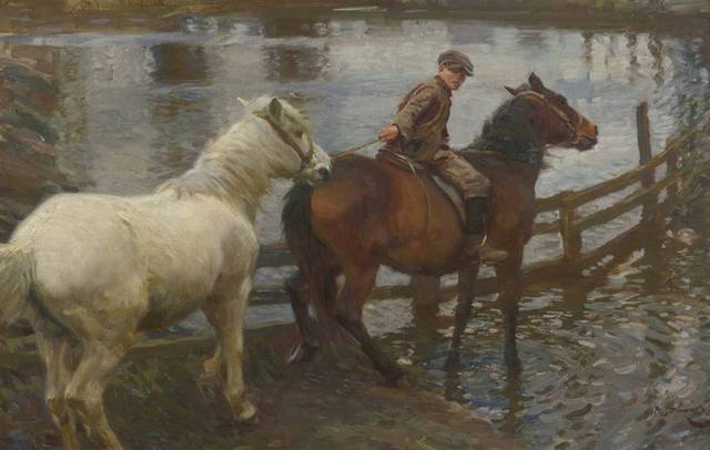 北欧骑马的人油画装饰画