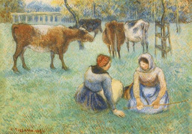 抽象女人和牛油画装饰画