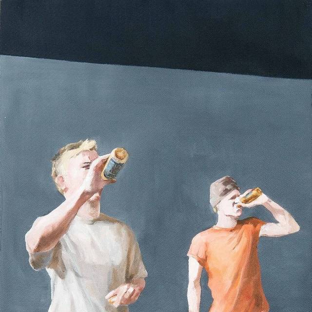 两个帅哥喝饮料欧美抽象装饰画