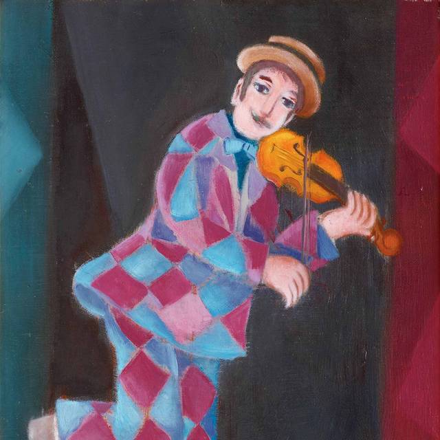 小提琴演奏者欧美抽象装饰画