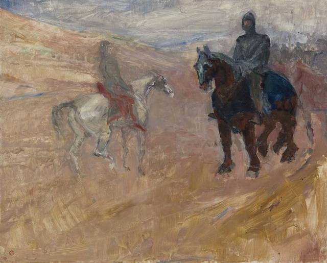 高清骑马的人油画装饰画