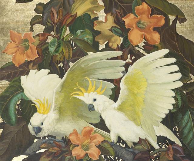 复古白色鹦鹉装饰画
