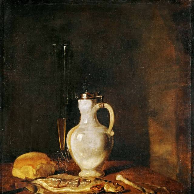 鱼和酒写实油画装饰画
