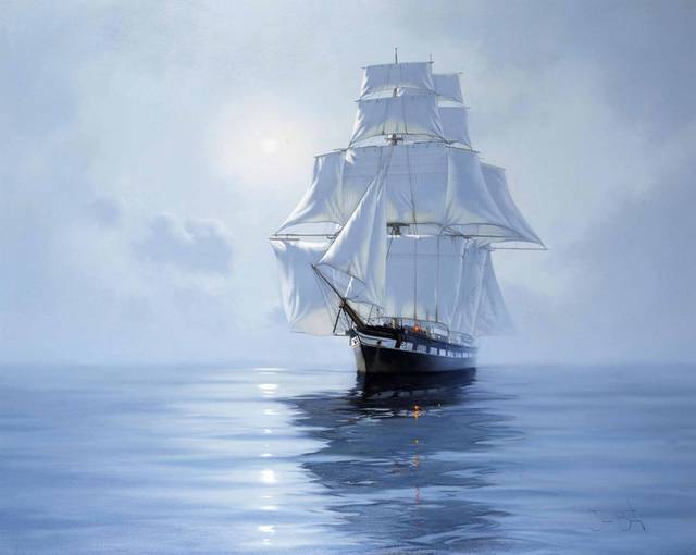 精美海上大帆船油画3