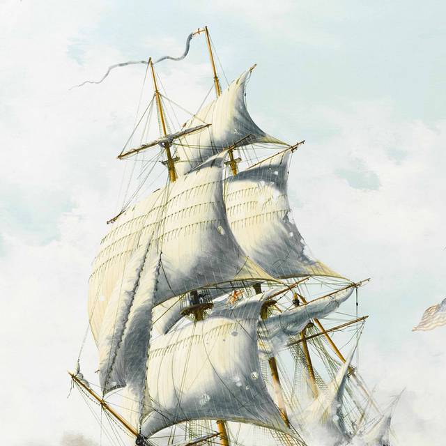 精美黄色帆船油画