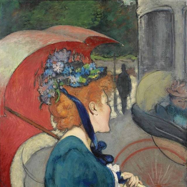 拿伞的女人印象派油画装饰挂画