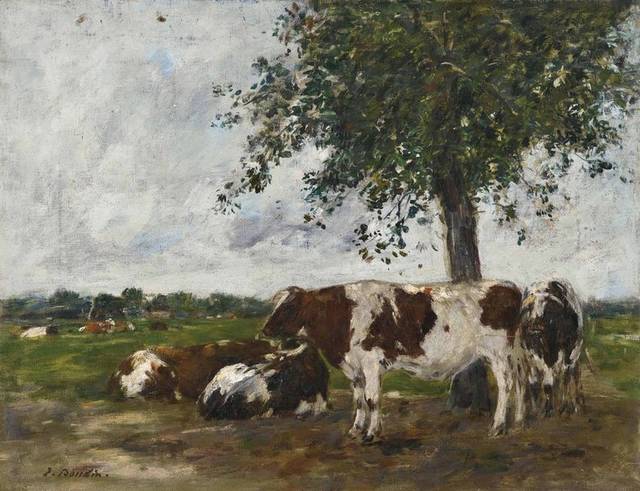 树下的牛油画装饰画