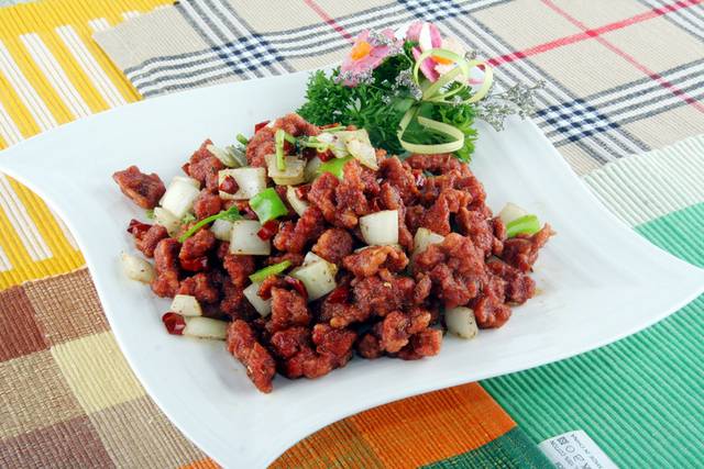 孜然炒烤牛肉类餐饮图片