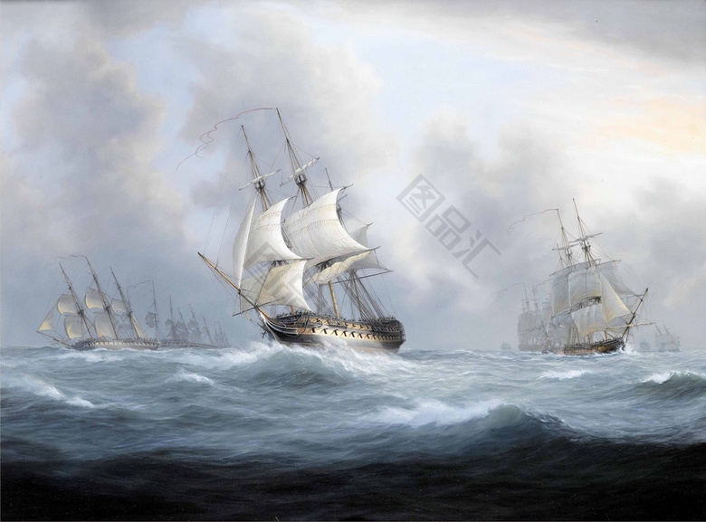 精美大海帆船油画2_图品汇